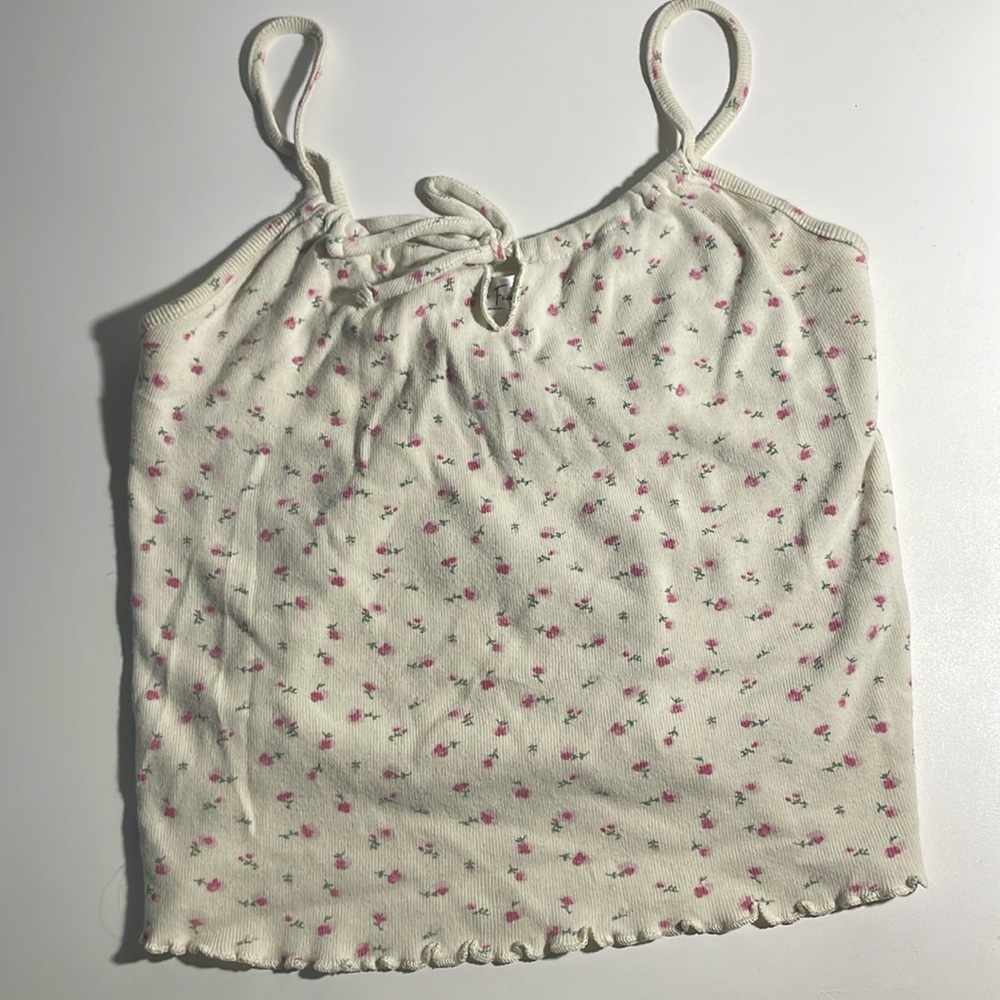 flower print cream tank